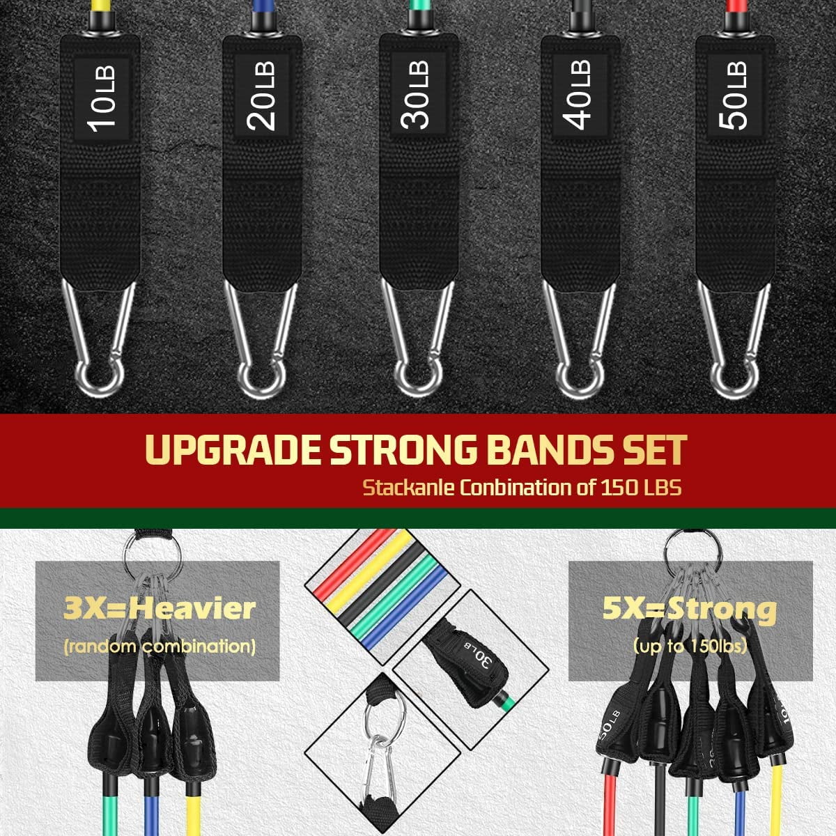 TIFOR Resistance Bands, Exercise Bands, Workout Bands, Resistance Bands for Working Out with Handles for Men and Women, Exercising bands for Fitness Weights Work out at Home