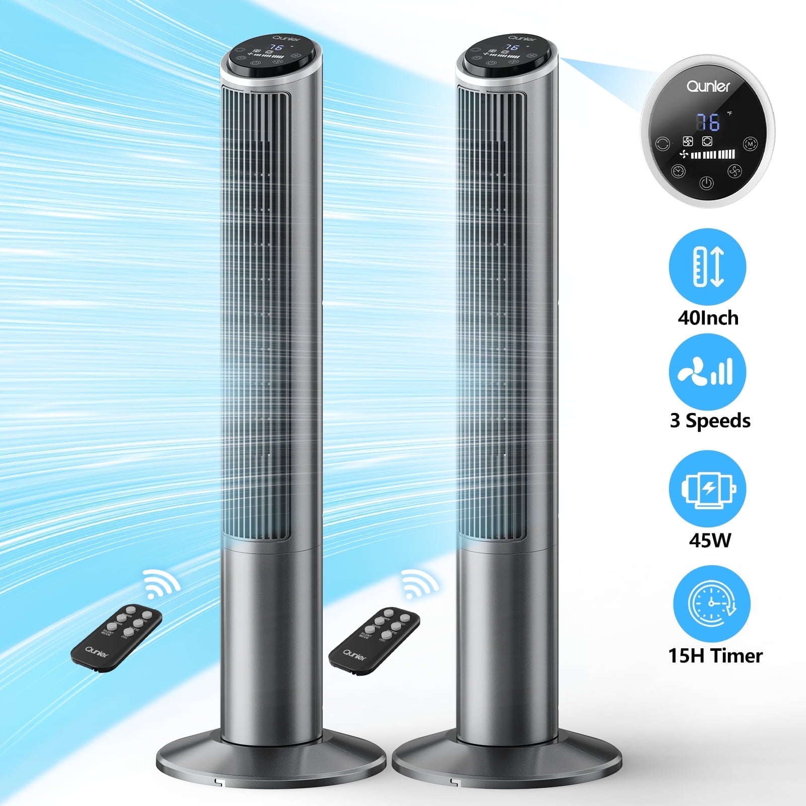 Qunler Tower Fan for Home, 40\