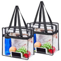 2 Large Capacity Clear Tote Bags with Zipper,Flexible Transparent Lunch Bag,Multipurpose Clear Bags for Concerts,Sporting Events,Music Festivals,Work,School,Gym