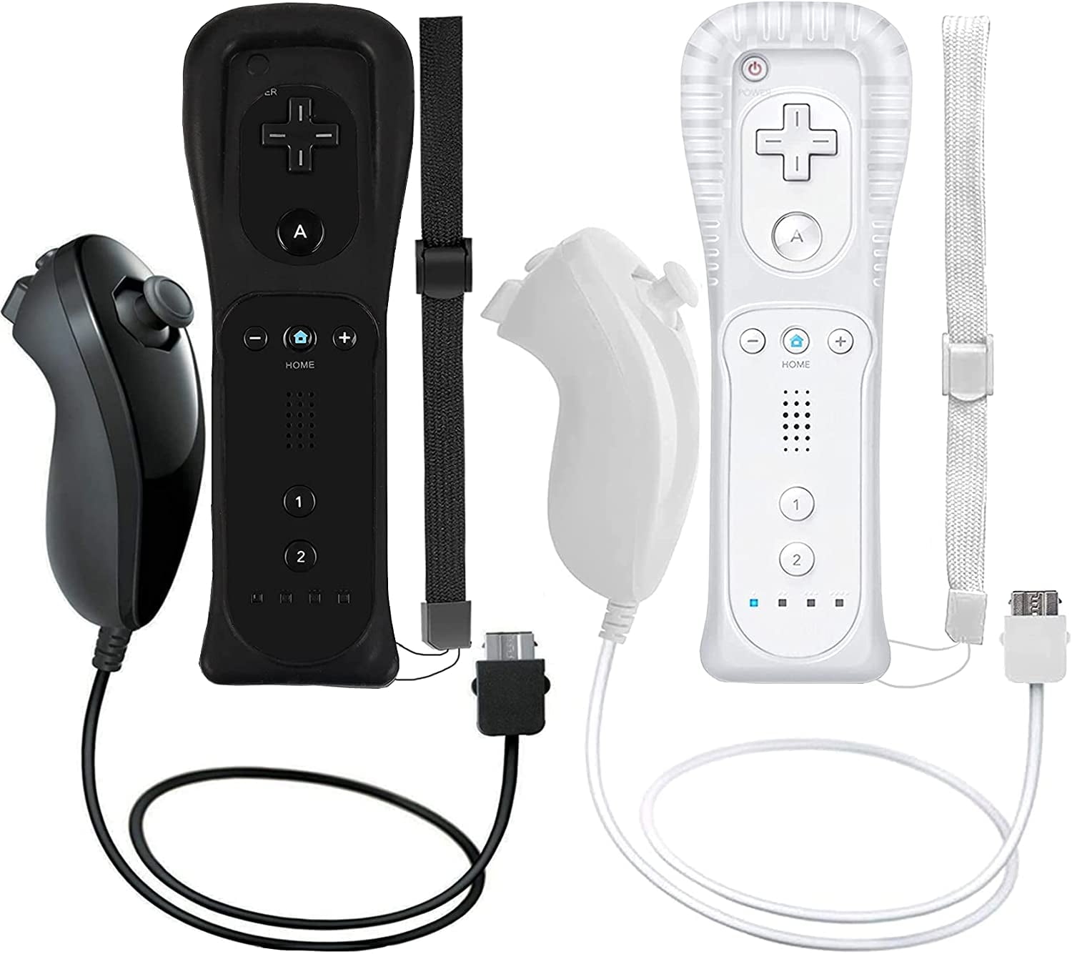 2 PCS Wii Remotes,Motion Plus,Wireless Controller with Motion Plus Compatible with Nintendo Wii Controller,Black and White