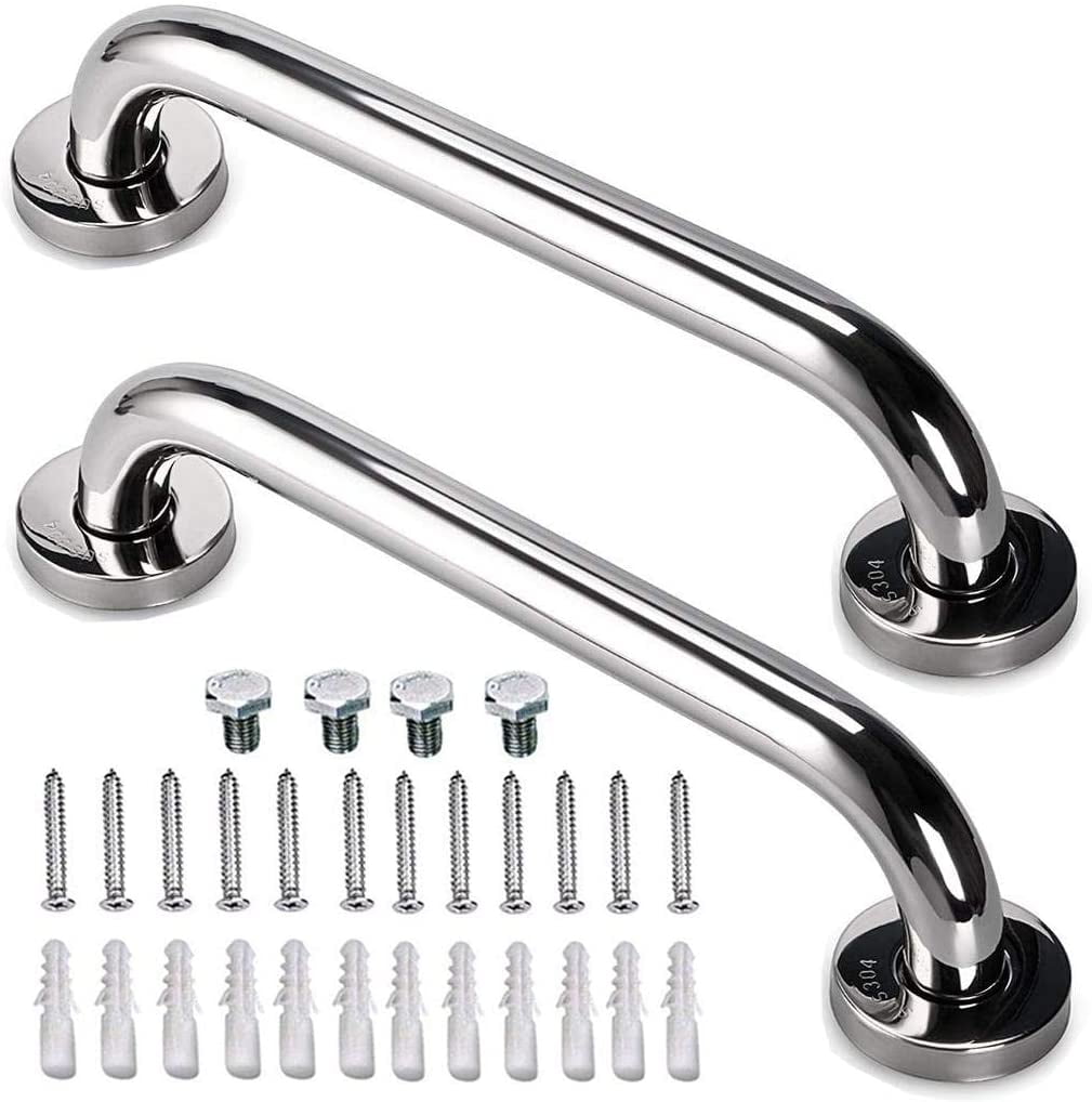 2 Pack 12 Inch Shower Grab Bar,Stainless Steel Shower Handle, Grab Bars for Bathtubs and Showers,Shower Handles for Elderly, Handicap, Injury, Senior Assist Bath Handle