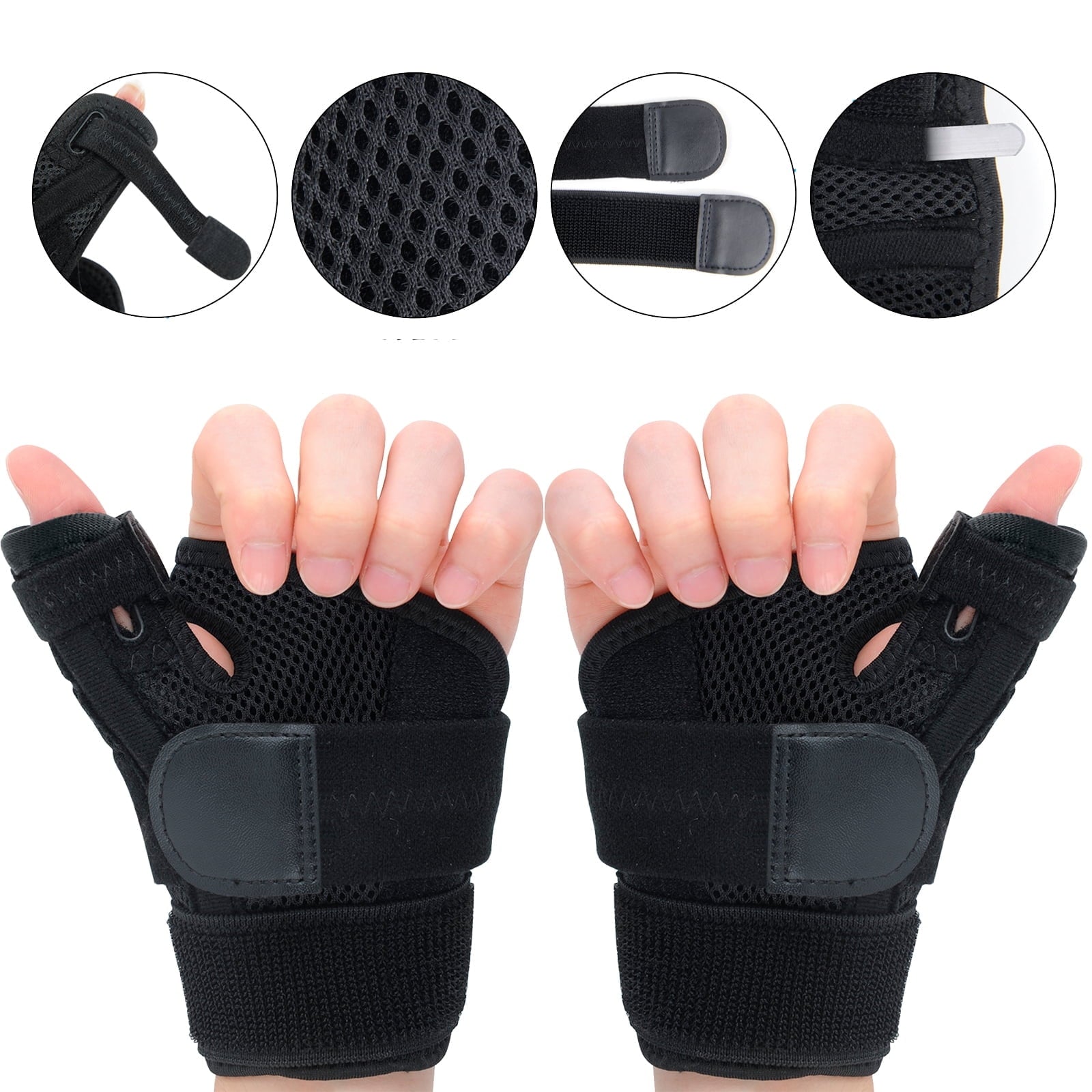 2 Pack Arthritis Thumb Splint,TIFOR Support Brace for Right and Left Hand,CMC Osteoarthritis Restriction for Pain,Sprains,Strains,Carpal Tunnel & Trigger Finger,Immobilizer Wrist Strap,Black