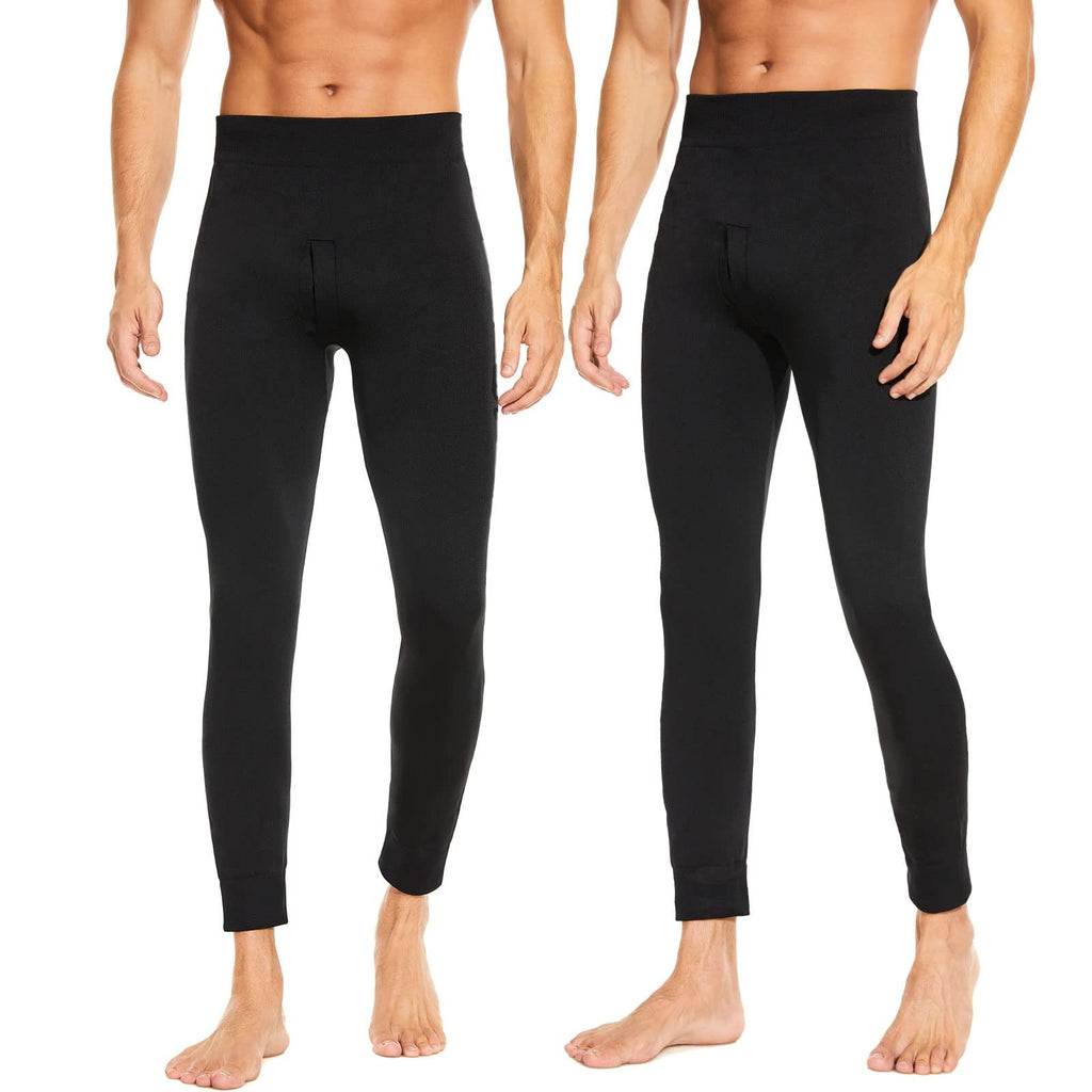 2 Pack Mens Winter Thermal Underwear Long Johns,Fleece-Lined Thermal Bottoms Leggings Baselayer for Men