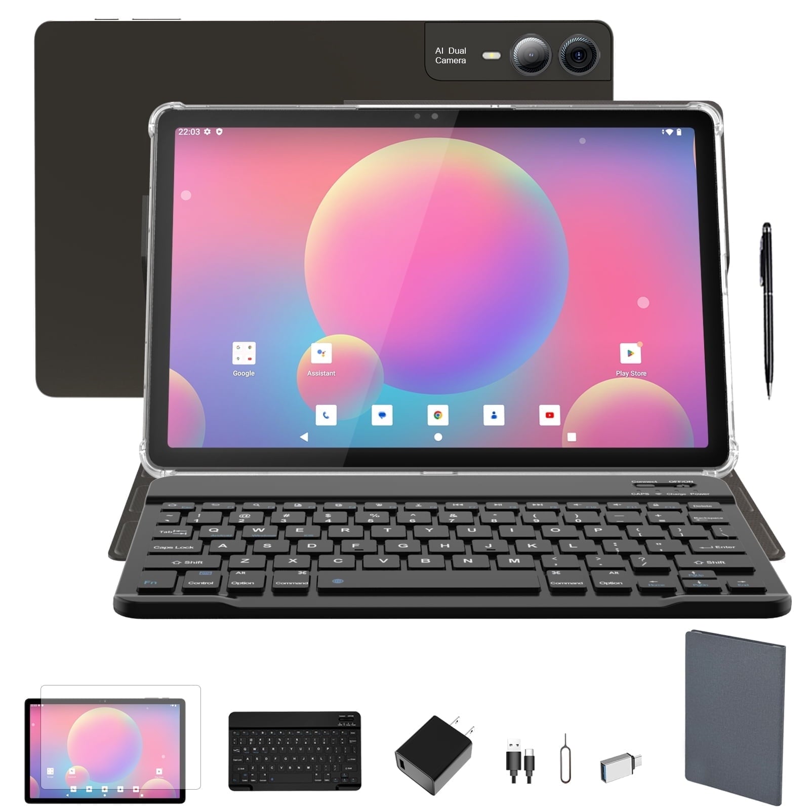 2025 Newest 11 inch Android 14 Tablet, 18GB RAM, 128GB ROM,2K Display, Octa-Core ,13MP+5MP+5MP Camera,  Quad Stereo Speakers
