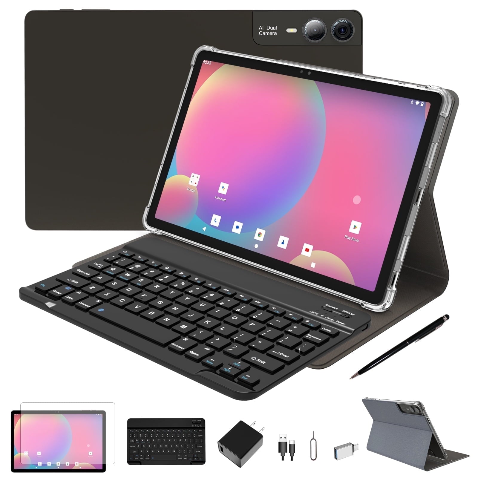 2025 Newest 11 inch Android 14 Tablet,18GB+128GB, 2K Display, T616 ,  9000mAh, Quad  Speakers ,Tablet with Keyboard,case, Pen