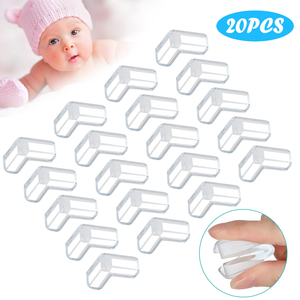 20pcs Safety Table Edge Guards, DISEN Silicon Clear Corner Guards Protector Cushion L-Shaped for Table