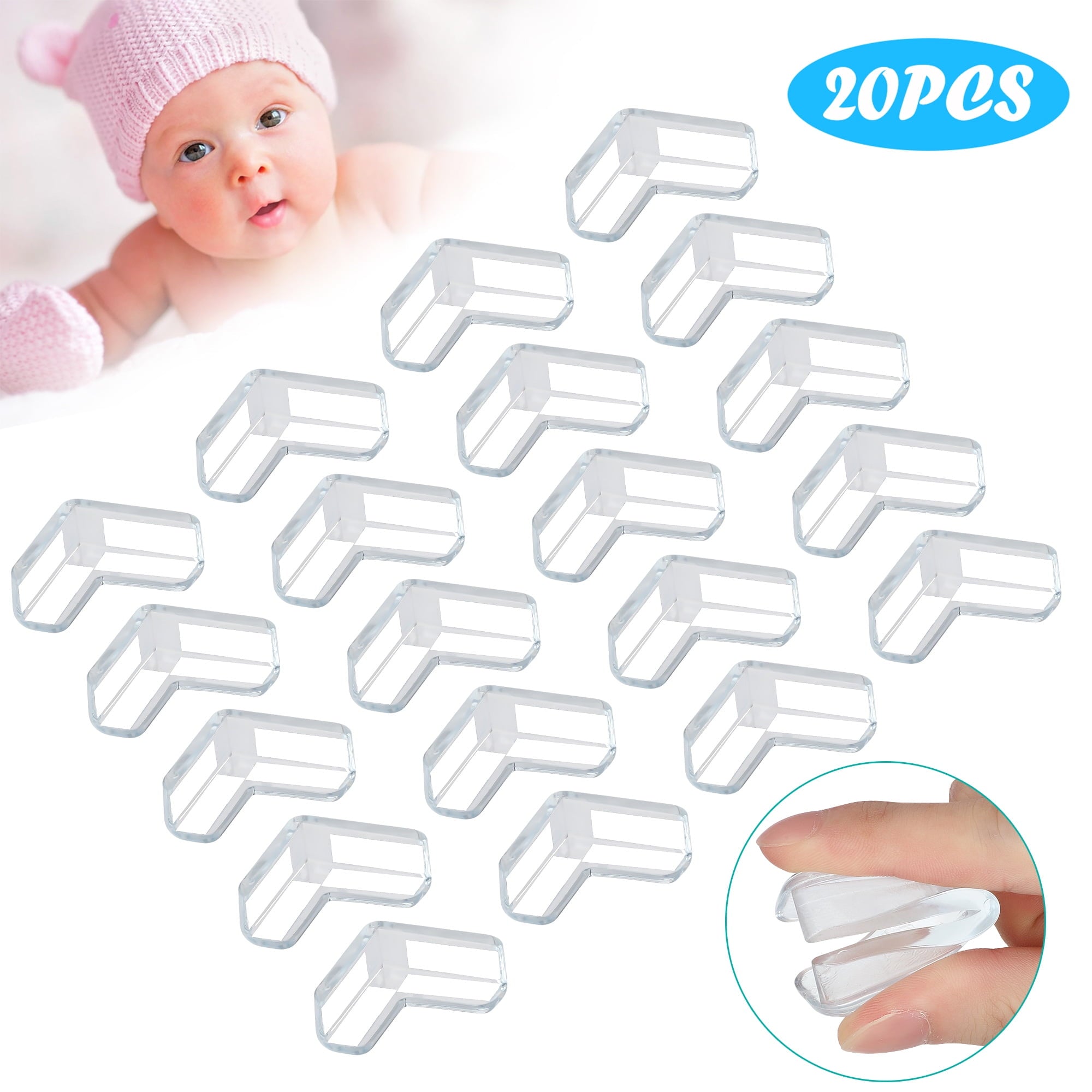 20pcs Safety Table Edge Guards, DISEN Silicon Clear Corner Guards Protector Cushion L-Shaped for Table