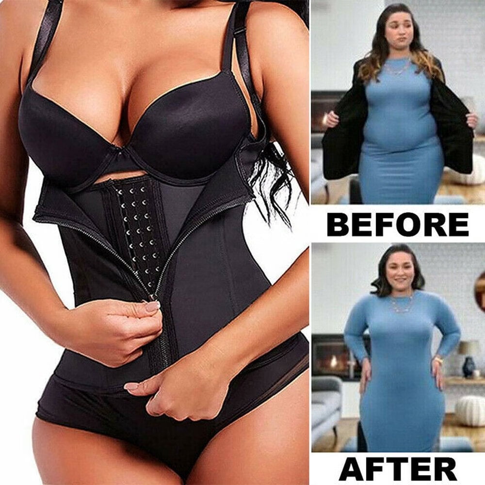 Corset Waist Trainer Vest for Women Weight Loss ,Tummy Control Sport Workout Body Shaper Black with Zipper & Straps for Men,Black,M