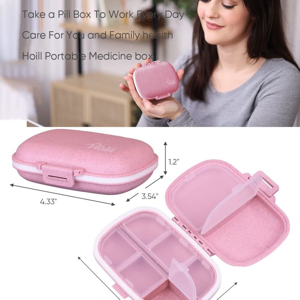 Travel Pill Organizer,8 Compartments Portable Pill Case,Daily Pill Box to Hold Vitamins,Small Pill Container for Pocket Purse Medicine Organizer