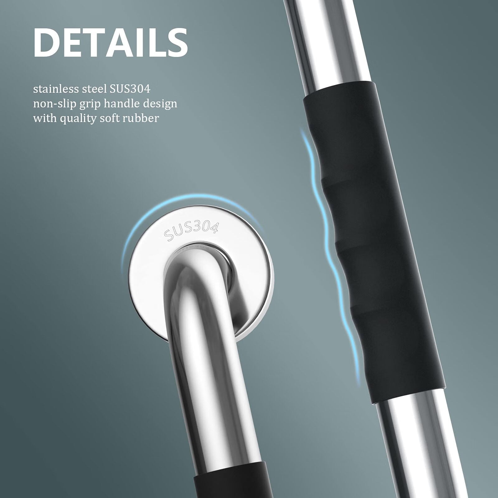 2 Pack 12 Inch Shower Grab Bar w/Anti Slip Rubber Grip,SUS304 Stainless Steel Bath Grab Bar,Bathroom Balance Bar,Wall Mount Safety Handrail Support,Handicap Injury Elderly Assist Handle