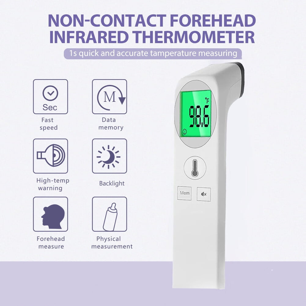 Forehead Digital Thermometer, Temperature Memory, Fast and Accurate Reading with Backlight LED Screen, The Non-Contact Infrared Thermometer for Adults and Kids,Baby Thermometer for Fever