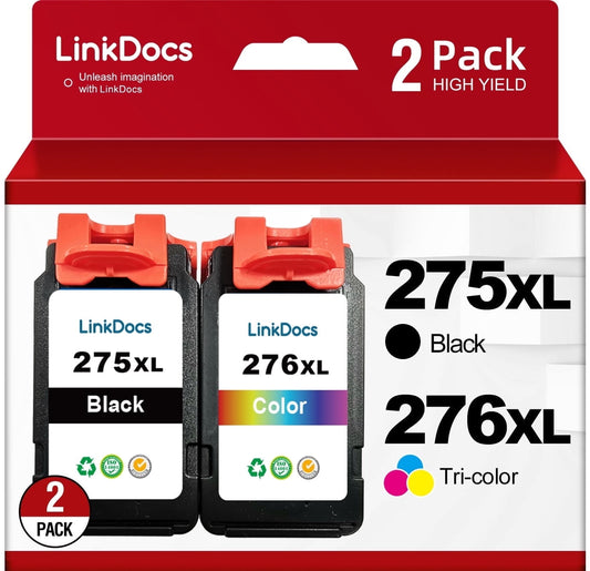 275XL 276XL Ink Cartridge for Canon Ink 275 and 276 PG-275 CL-276 Black and Tri-Color Ink Cartridge for Canon PIXMA TS3520 TS3522 TS3500 TR4720 TR4700 Printer ink ( Black 1Tri-Color)