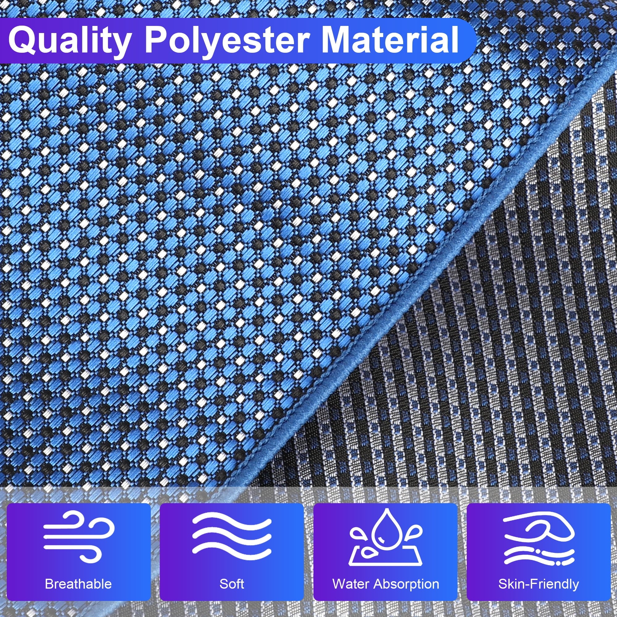 10pcs Men's Pocket Squares, DISEN Soft Polyester Handkerchiefs, Classic and Vintage Hankies for Wedding, Party, 9x9