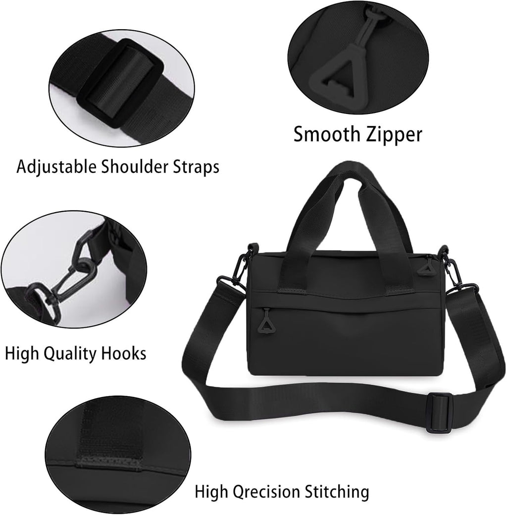 Mini Gym Bag, Small Sling Bag for Women, Adjustable Womens Gym Bag, Tote Bag for Women, Small Duffle Bag for Women (Black)