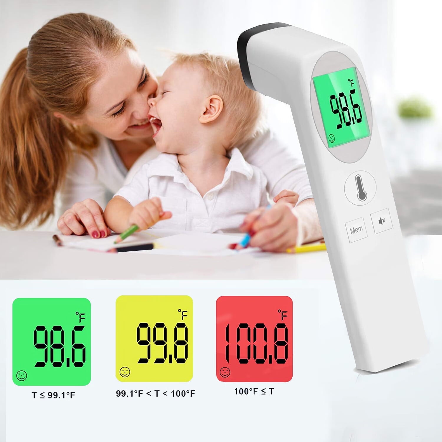 Digital Thermometer for Adults Non Contact Infrared Baby Thermometer Forehead Scan