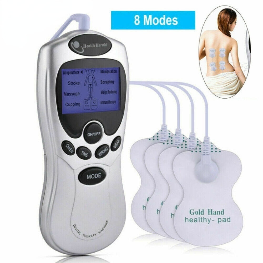 DISEN Digital Therapy Machine, Electric Therapy Massage Electronic Pulse Kit Dual-output 8 Modes with Electrode Pad (Massager+2Pairt Electrode Pad)
