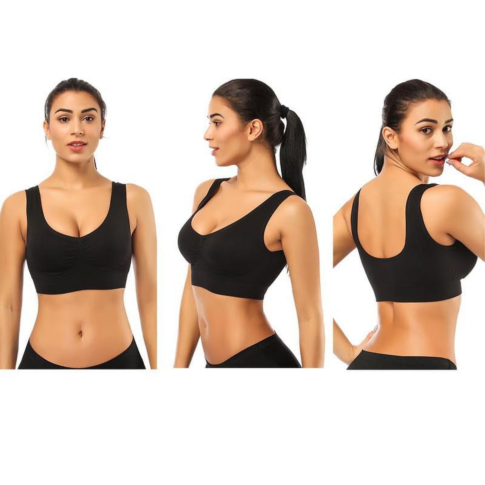 3 Pack Sports Bra for Women - Comfortable Sleep Bra Seamless Stretchy Workout Yoga Bra with Removable Pads