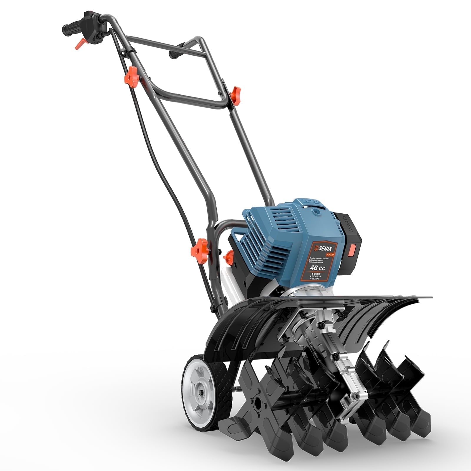 SENIX 46cc 4-Cycle Gas Powered Tiller/Cultivator for Gardening with 15¡± Tilling Width and 8¡± Tilling Depth, TL4QL-L1
