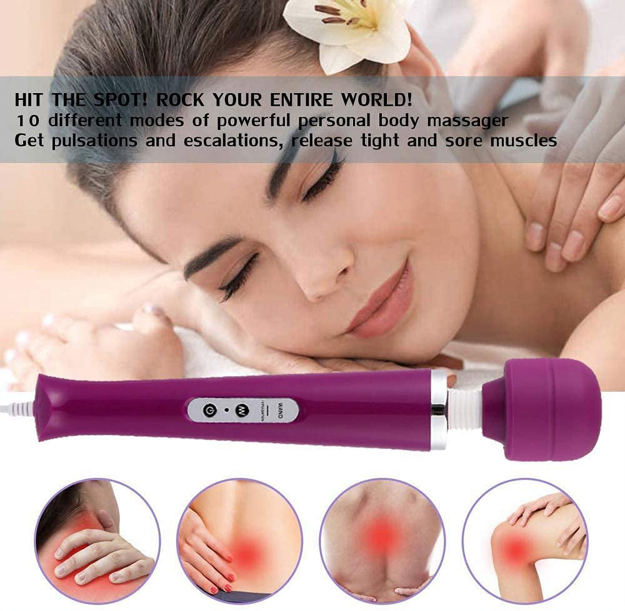 Handheld Personal Wand Massager with 10 Powerful Magic Vibration, Neck Shoulder Back Massage for Deep Muscles Pain Relief-(Purple)