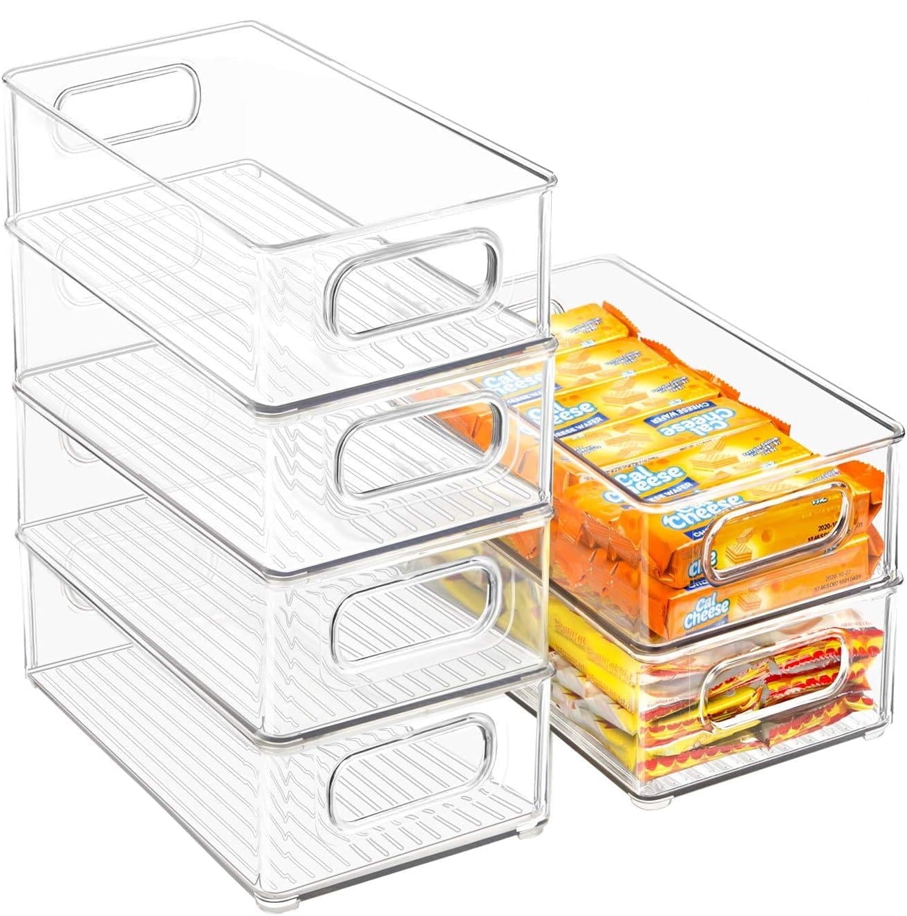 12Pcs Refrigerator Organizer Bins, 3 Sizes Stackable Clear Pantry Organizer  with Handles for Fridge, Freezer, Shelves, Drawer, Snack Organizer for Home & Kitchen,boxes,containers Plastic