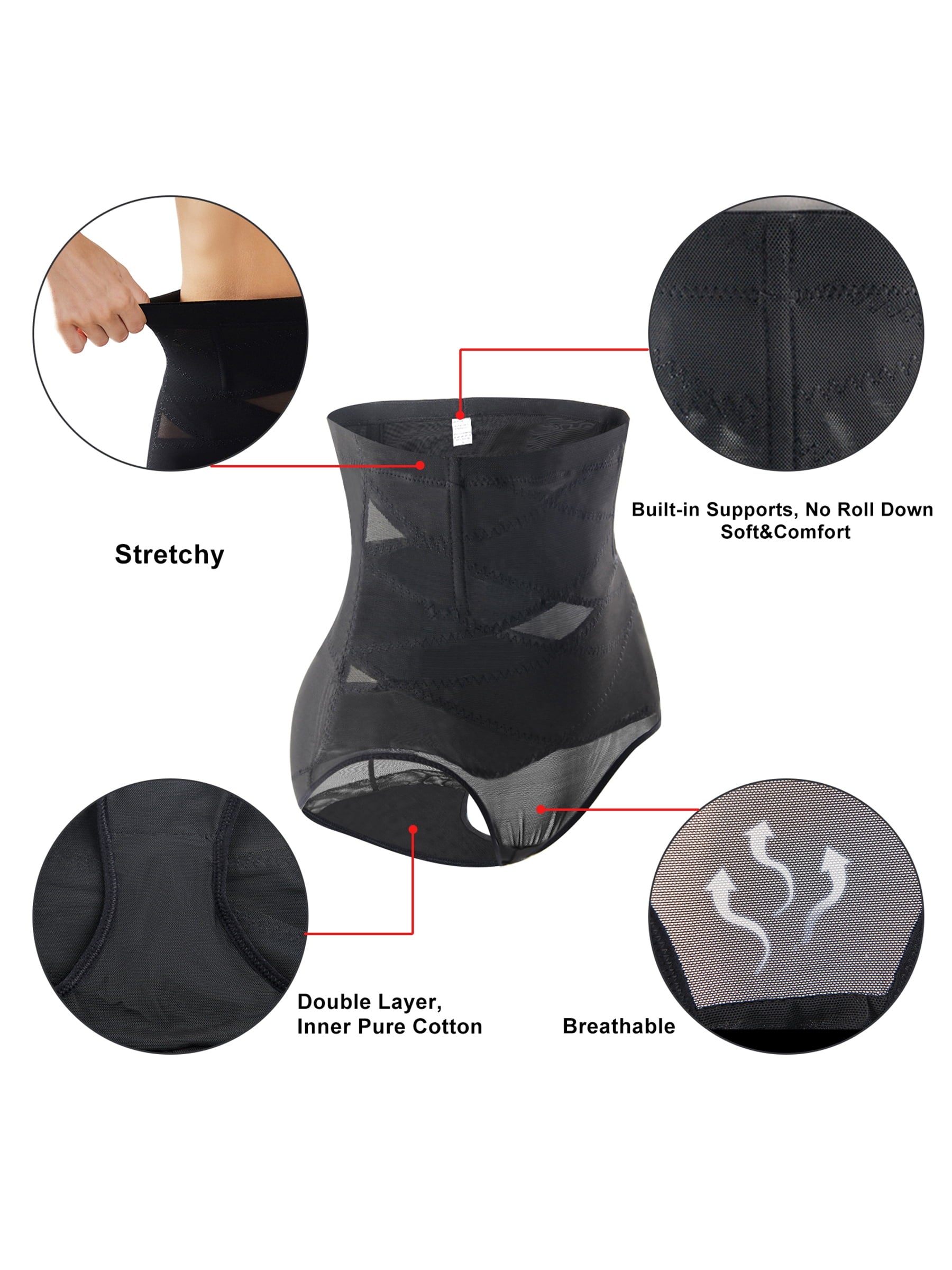 3 Pack Double Tummy Control underwear for women£¬ Womens Waist Trainer Body Shaper High Waisted Shapewear