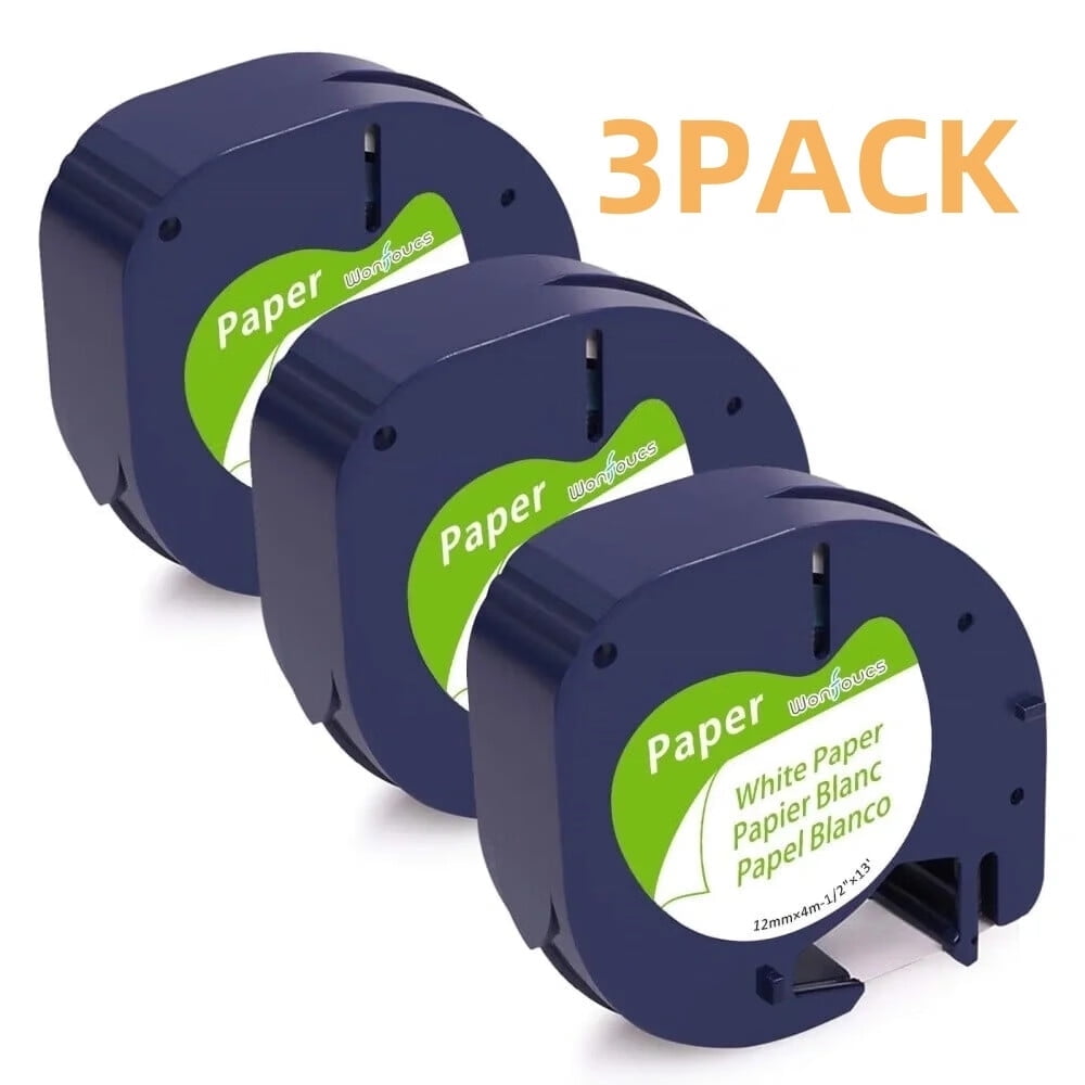 3-Pack Paper White Tape Replacement for Dymo Label Maker Refills,Compatible with Dymo Letratag Refills 1/2 x 13 for LetraTag LT-100T LT-100H
