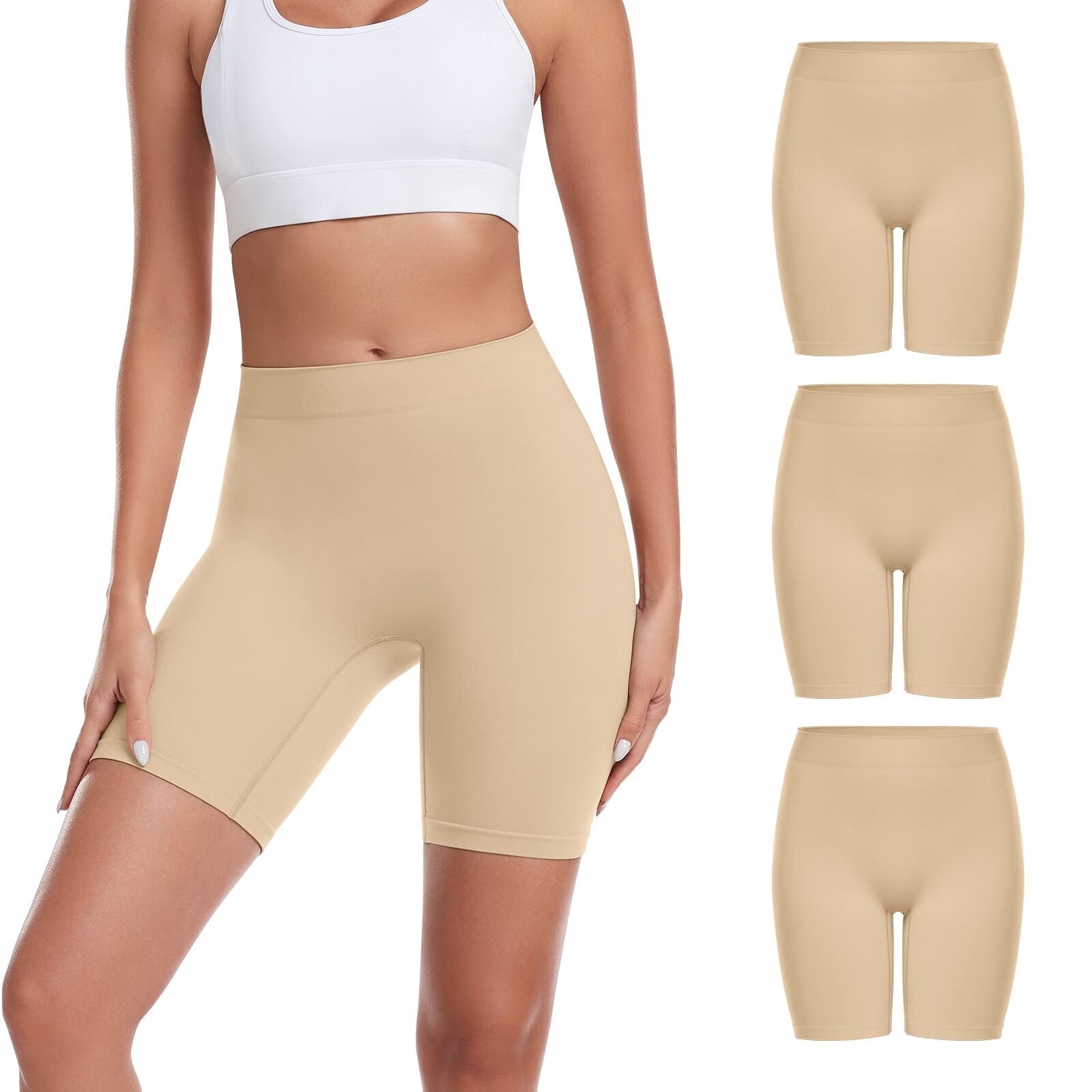 3 Pack Slip Shorts for Women Under Dress Comfortable Smooth Seamless Boyshorts Buttlift Panties Biker Shorts