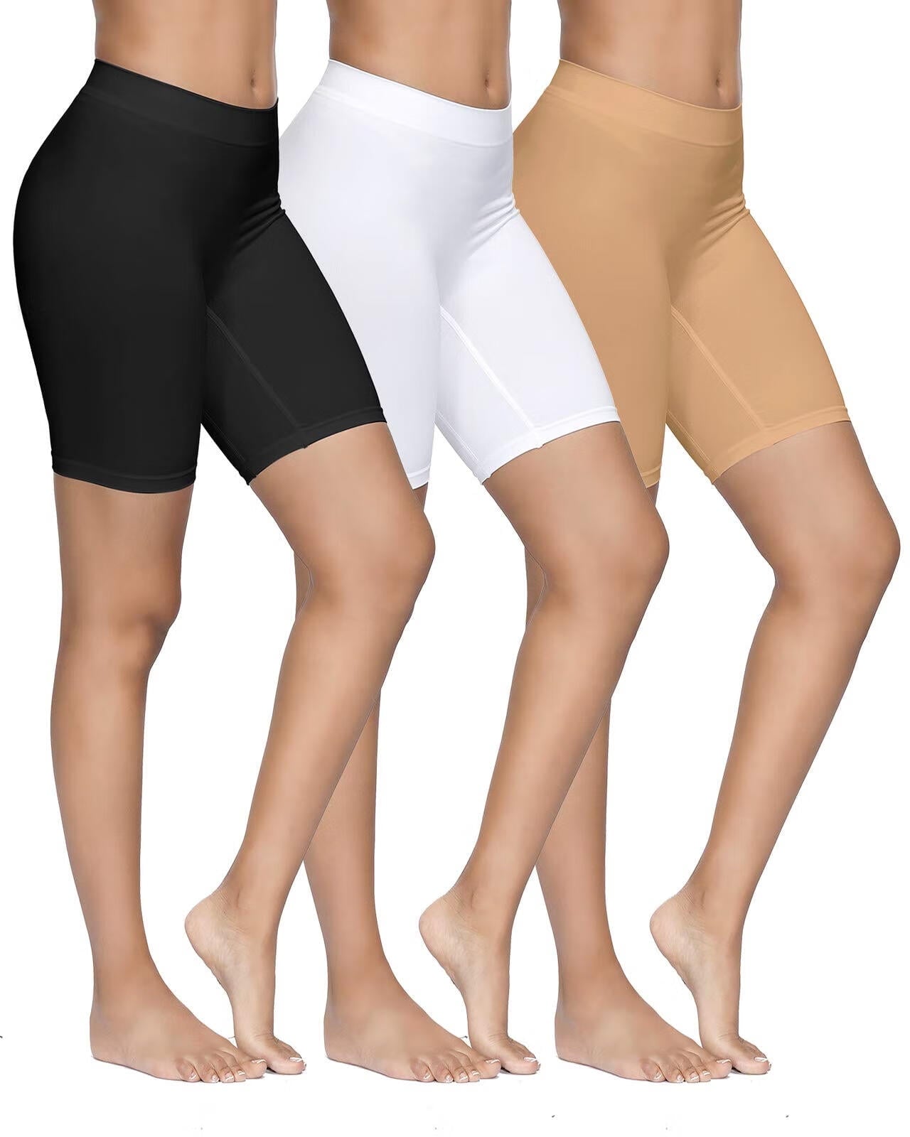 3 Pack Women Seamless Slip Shorts,Stretch High Waist anti chafe Yoga Bike Short Boyshort,Buttlift Panties spandex underwear shorts for Under Dress