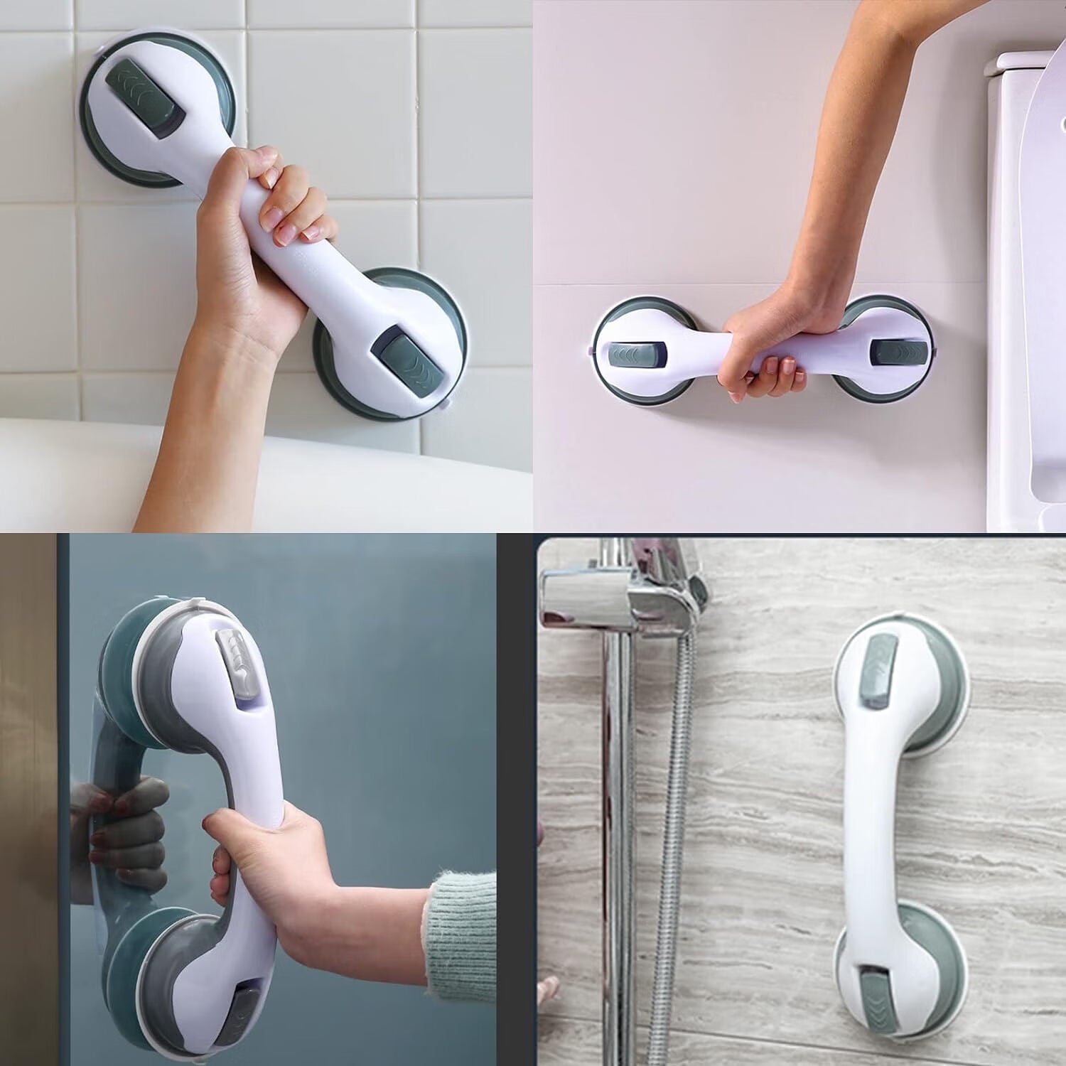 Bathroom Shower Grab Bars, 2Pack Shower Handle, Safety Anti-Slip Bath Grip Hand Rail, Bathroom Shower Support Balance Grip Bar for Elderly, Babies, Seniors, Handicapped(12 inch)