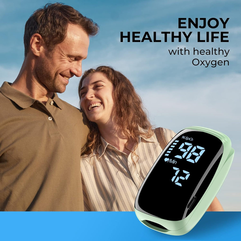 Finger Pulse Oximeter, Rechargeable Blood Oxygen Saturation with Pulse Monitor, Pulse OX with Lanyard, Oximetro for Sports Outdoors Aviation Use Only