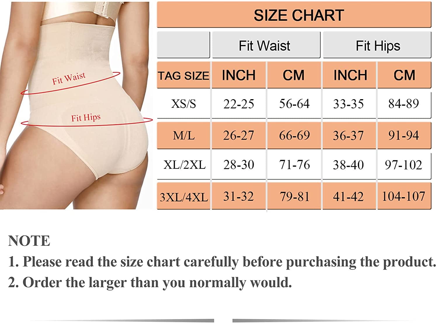 Tummy Control Shapewear Underwear for Women High Waisteded Body Shaper Panties Butt Lifter Slimming Briefs,Beige,3XL/4XL
