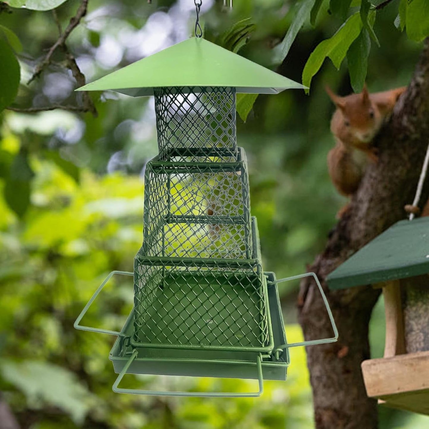 Bird Feeder for Outside, Squirrel Proof Bird Feeders for Outdoors Hanging, Metal Wild Bird Seed Feeders for Bluebird, Cardinal, Finch, Sparrow, Blue Jay,Chew-Proof, Weather-Resistant