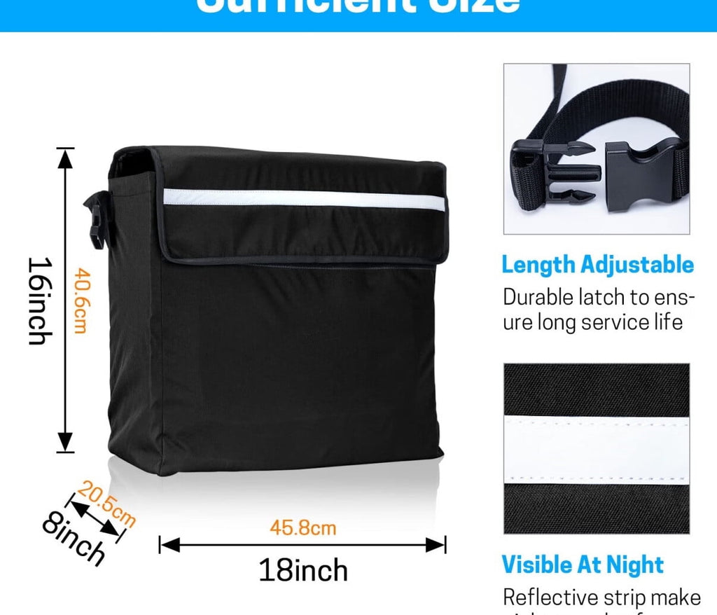 Wheelchair Bag,Wheelchair Backpack Bag,Wheel Chair Storage Tote Accessory-Large Capacity with Reflective Stripe for Walker Rollator Wheelchair Transport Chair