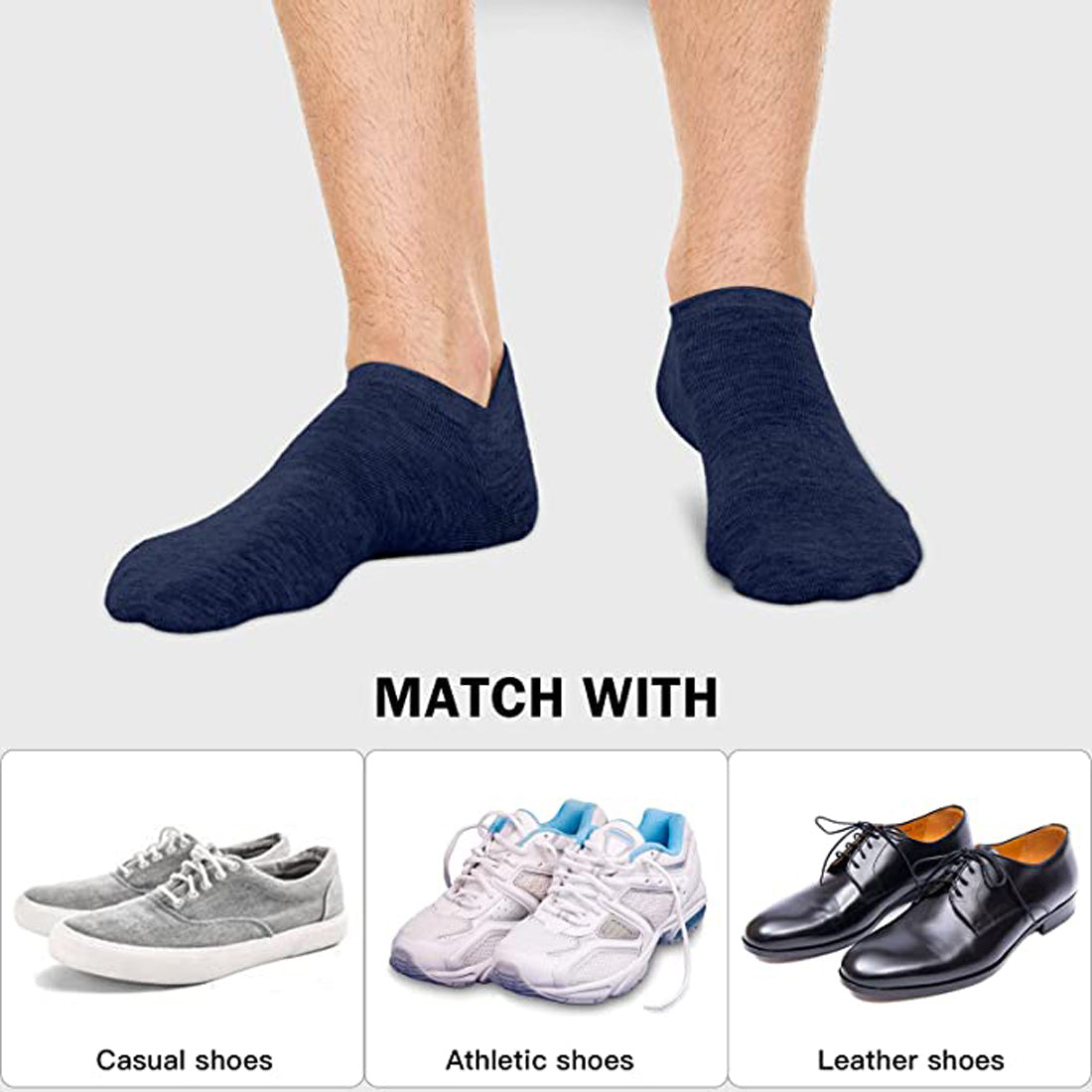 6 Pairs No Show Socks for Men,Mens Low Cut Invisible Ankle Socks,Non Slip Cotton Casual Sneaker Trainer Socks with Arch Support(7-13)