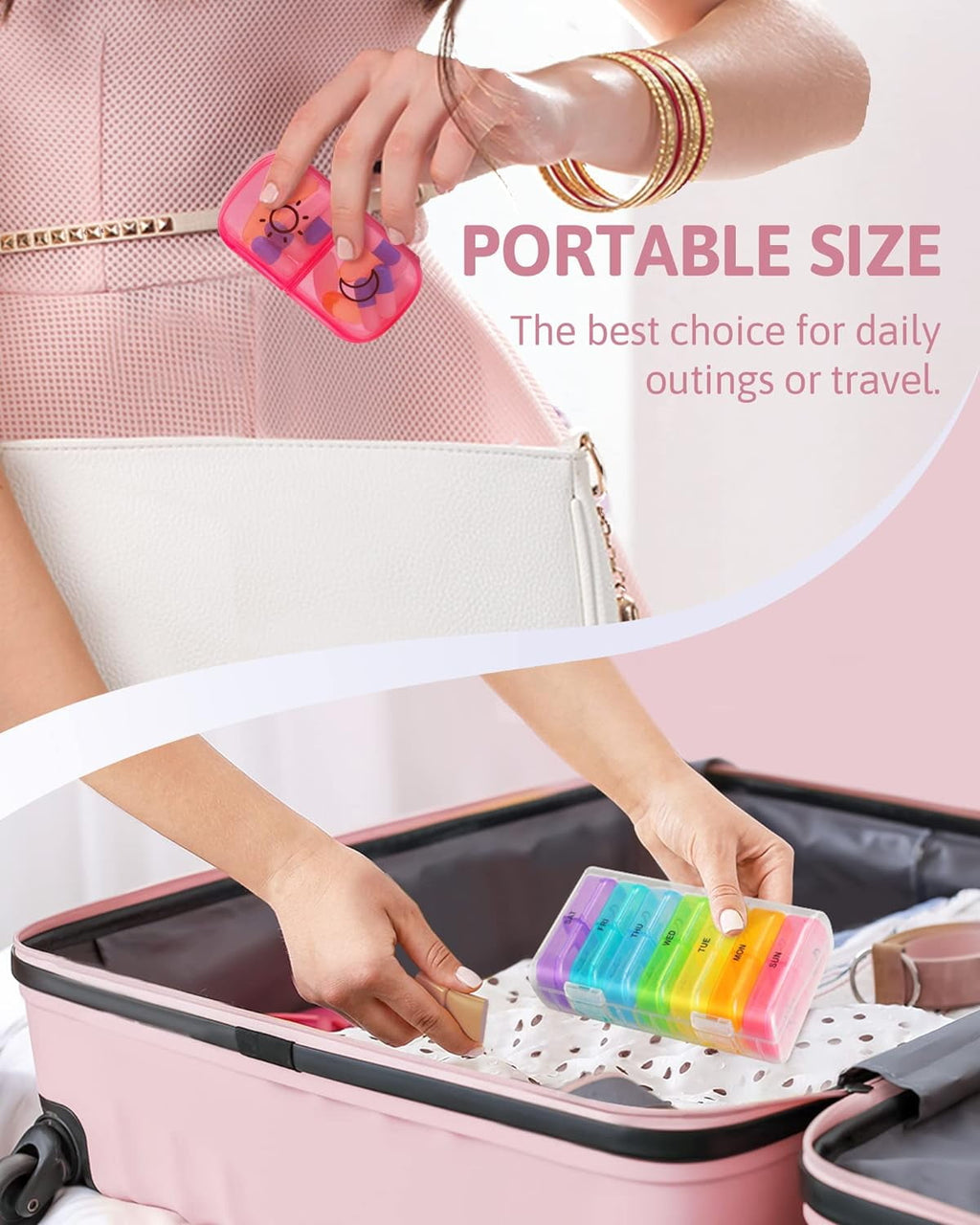 Weekly Pill Organizer 2 Times a Day,Weekly Pill Organizer AM PM with 7 Daily Pocket Case,Pill Container
