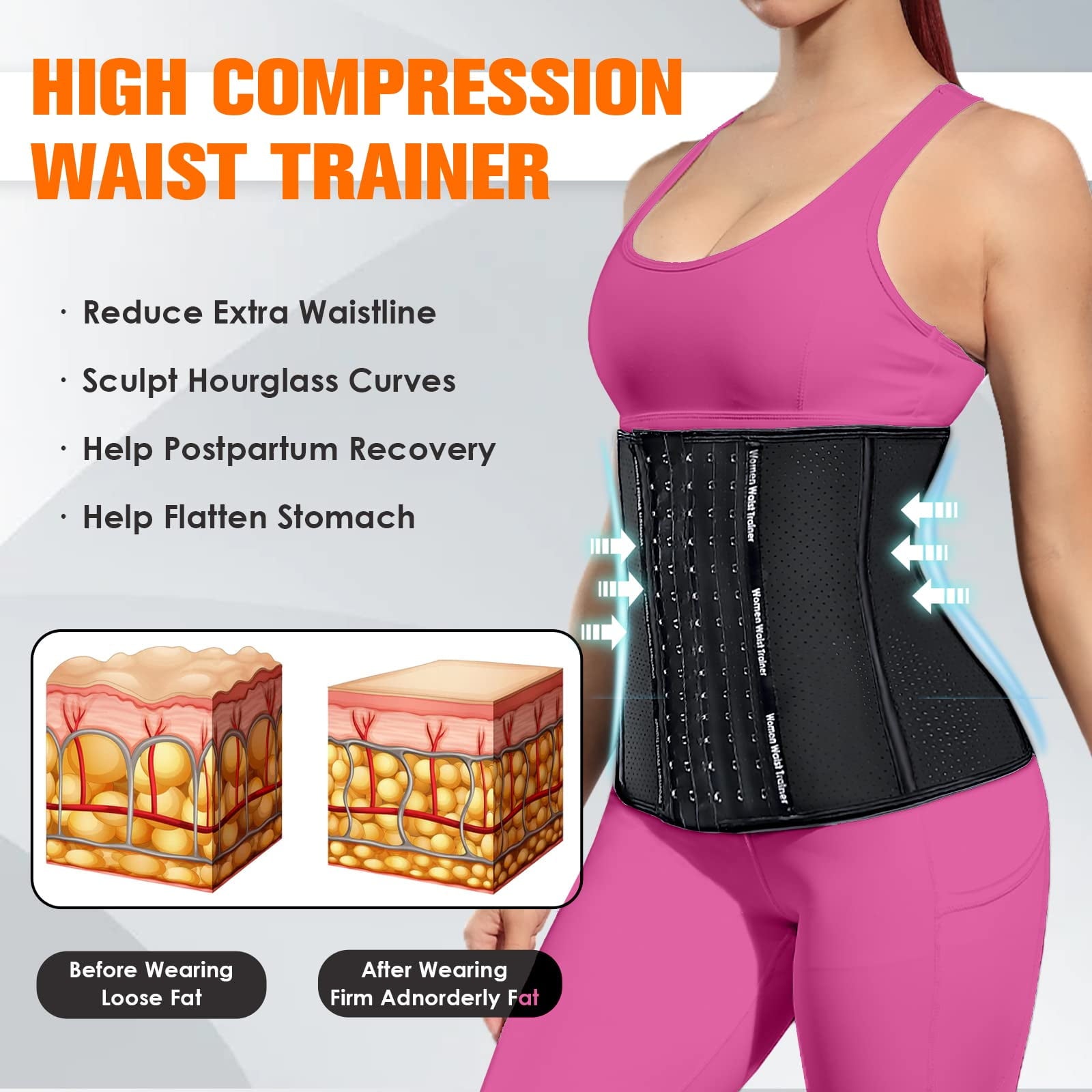 Waist Trainer for Women Latex Fajas Colombianas Breathable Workout Waist Cincher Corset