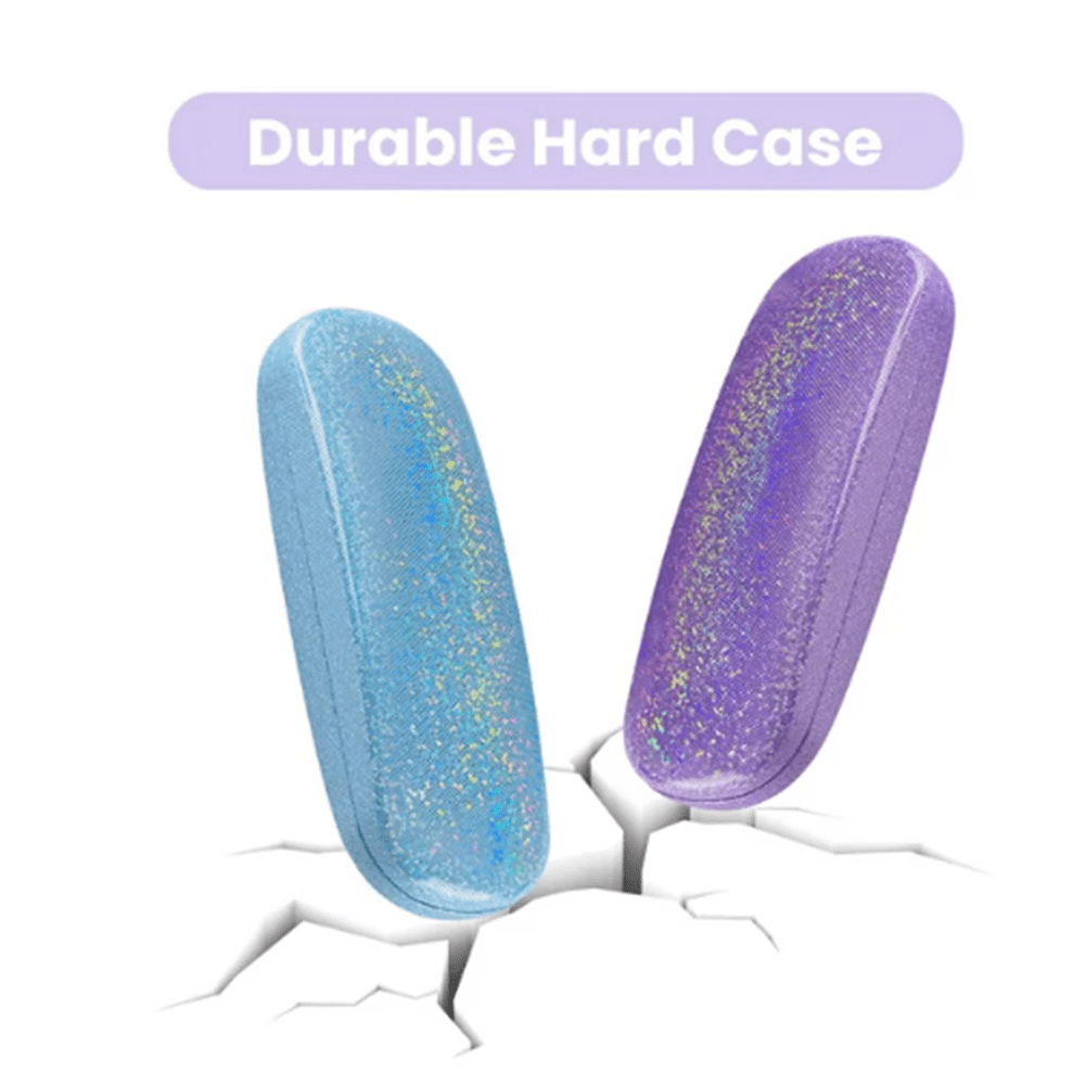 ZOUYUE 2pcs Eye Glasses Case Girl Sparkle Smooth Glitter Hard Shell Eyeglass for Women Men Girl
