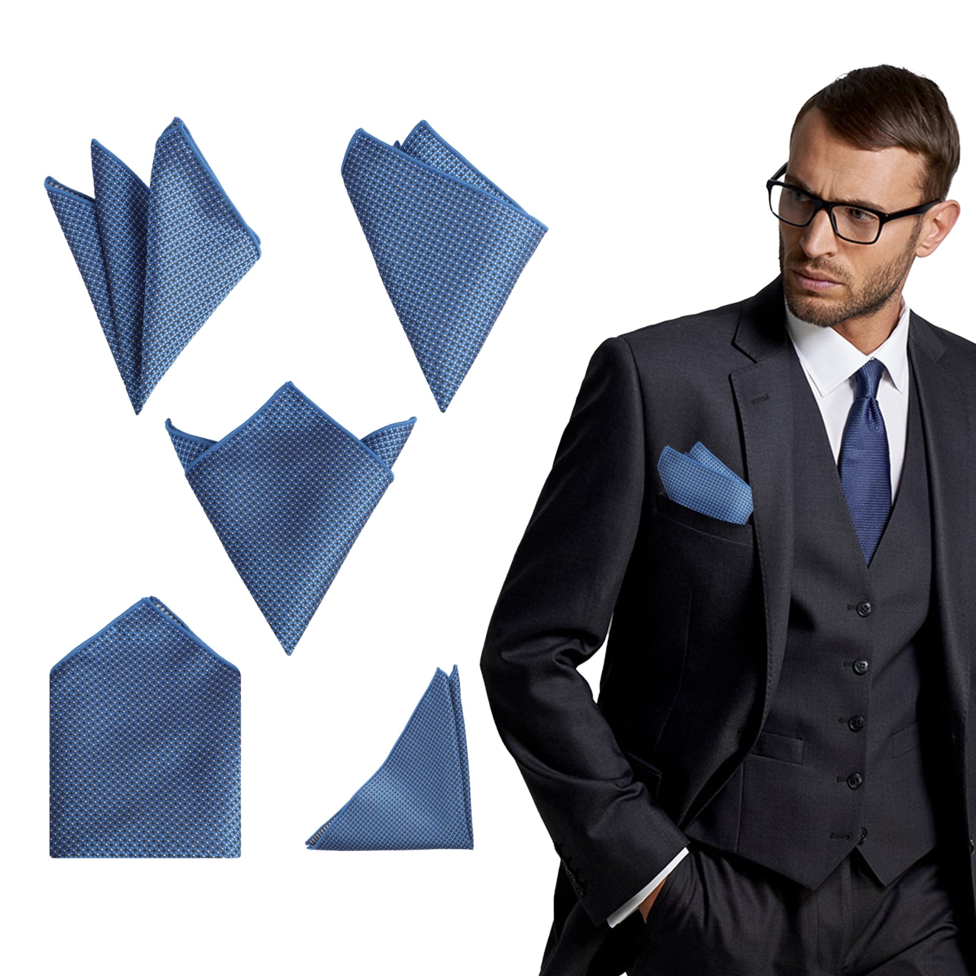 10pcs Men's Pocket Squares, DISEN Soft Polyester Handkerchiefs, Classic and Vintage Hankies for Wedding, Party, 9x9