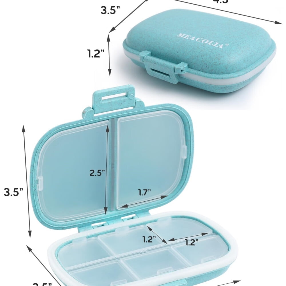 Travel Pill Organizer,8 Compartments Portable Pill Case,Daily Pill Box to Hold Vitamins,Small Pill Container for Pocket Purse Medicine Organizer