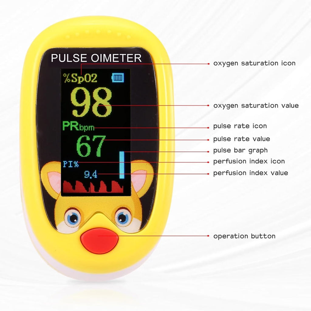 Pulse Oximeter,Rechargeable Children Oxygen and Heart Monitor Fingertip Blood Oxygen Meter,Large Display