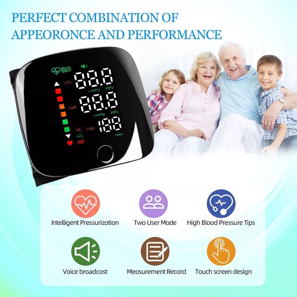 Blood Pressure Monitor,Adjustable Wrist Blood Pressure Cuff,Automatic Blood Pressure Machine for Home Use,Irregular Heartbeat Detector