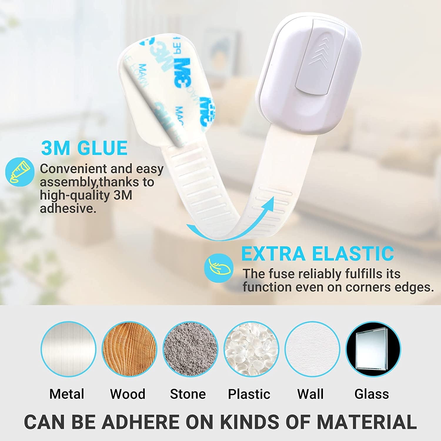 Baby Proofing Cabinet Locks Child Safety Buckle Kit White 10 Pack Strap Secure Baby Lock Kidproof