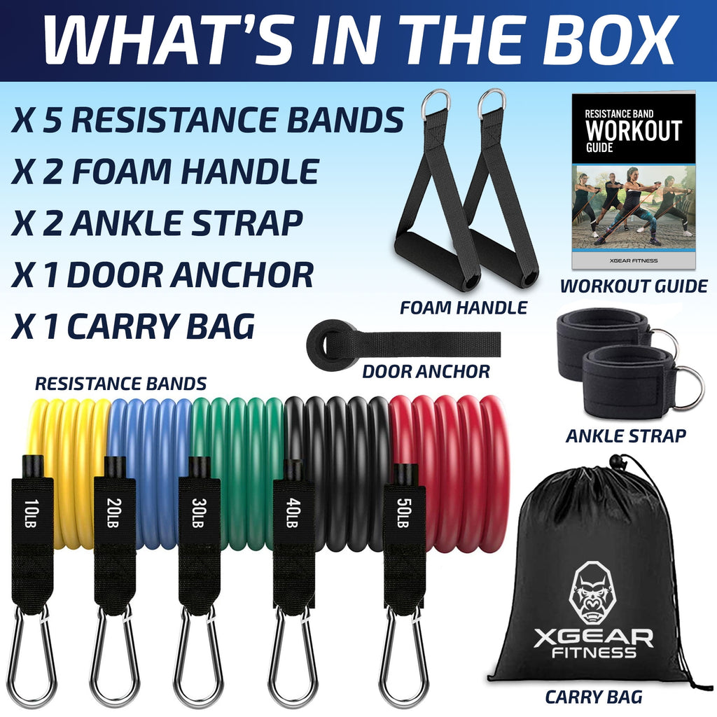 Exercise Resistance Band Set with Handles - 11 Piece