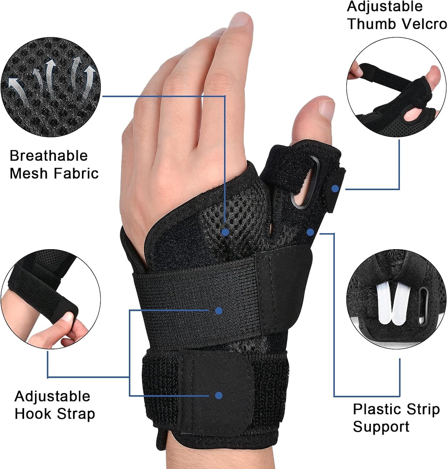 TIFOR Thumb Splint with Wrist Support Brace-Thumb Brace for Carpal Tunnel or Tendonitis Pain Relief,Wrist Brace Fits Both Left and Right Hands,Thumb TIFOR Splint Stabilizer for Men or Women