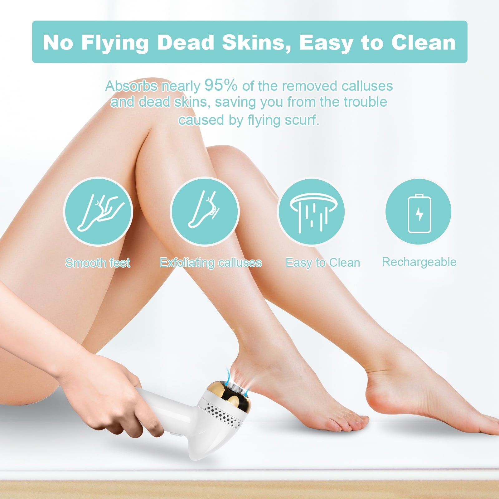 Callus Remover for Feet, Rechargeable Foot Scrubber Electric Foot File Pedicure Tools for Feet Electronic Callus Shaver Waterproof Pedicure kit for Cracked Heels and Dead Skin