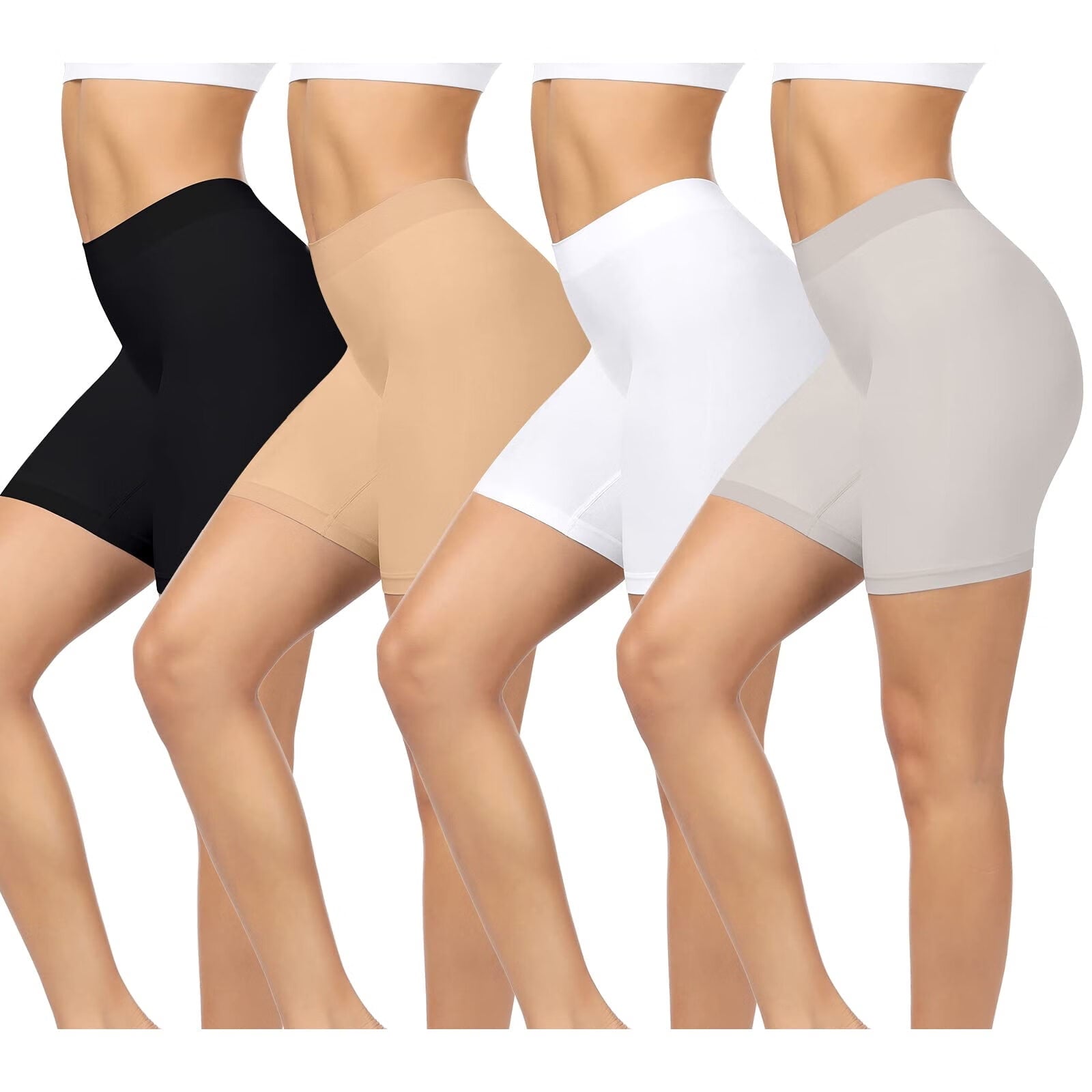 4 Pack Slip Shorts for Women Under Dress,Anti Chafing Seamless Smooth Boyshorts Buttlift Panties Boxer Briefs for Women
