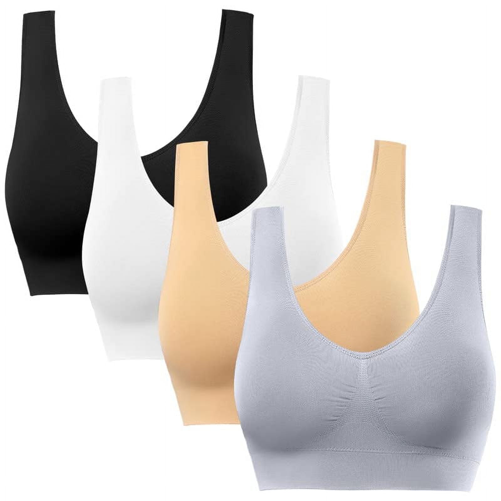 4 Pack Sports Bras for Women,Women's Wireless Bra,Seamless Smooth Comfort Wirefree T-Shirt Bra,Comfortable Yoga Bra with Removable Pads