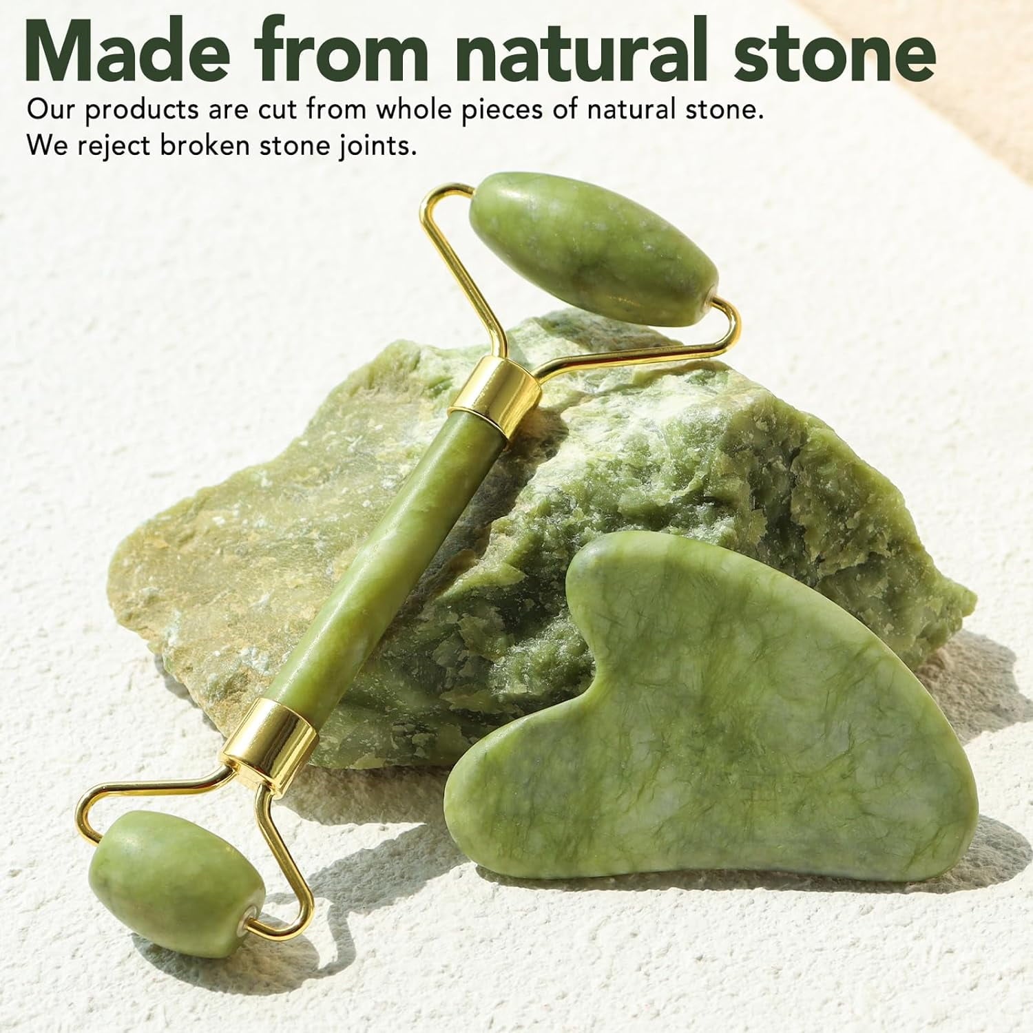 Gua Sha Facial Tools & Jade Roller Set for Skin Care, Reduce Puffiness and Improve Wrinkles, Guasha Tool for Face, Gua Sha Stone Self Care Gift for Woman Man