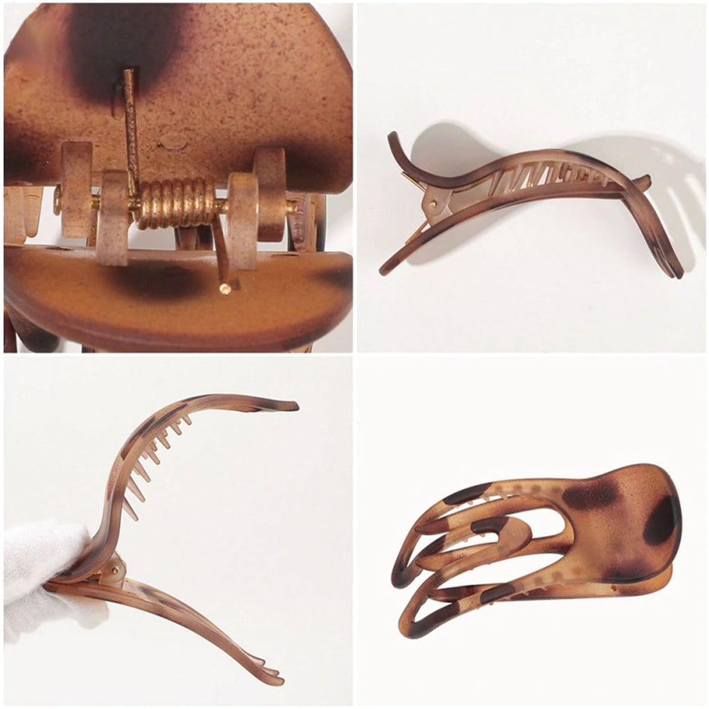 ZOUYUE 4 PCS French Flat Hair Clips for Women, 3.54 Inch Curved Hair Claw Clips Alligator Hair Barrettes Volume No Slip Grip Strong Hold Banana Hair Clamps Jaw Clips Styling Hair Accessories