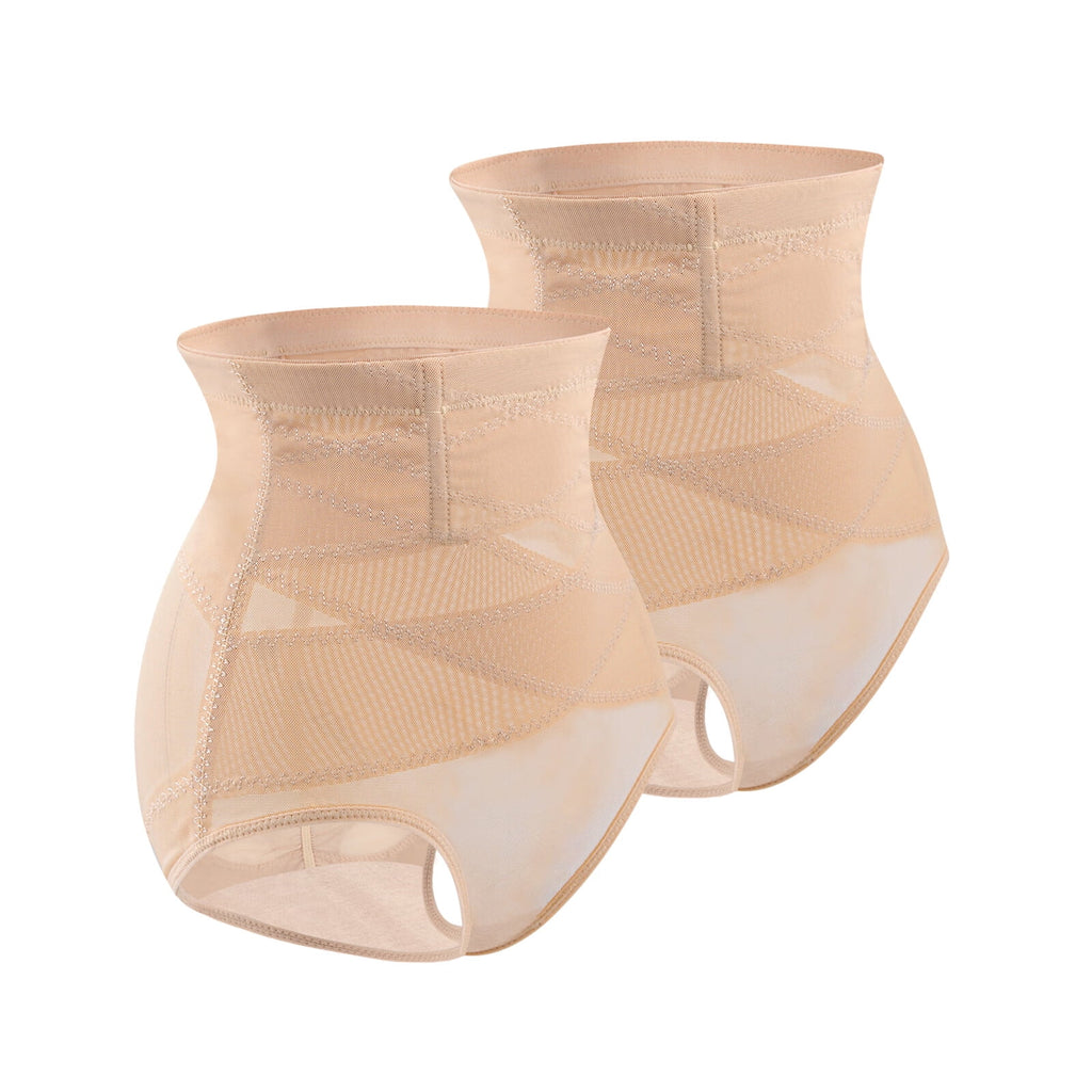 Double Tummy Control Panty Waist Trainer Body Shaper,High Waisted Shapewear for Women,2 PC Nude,L